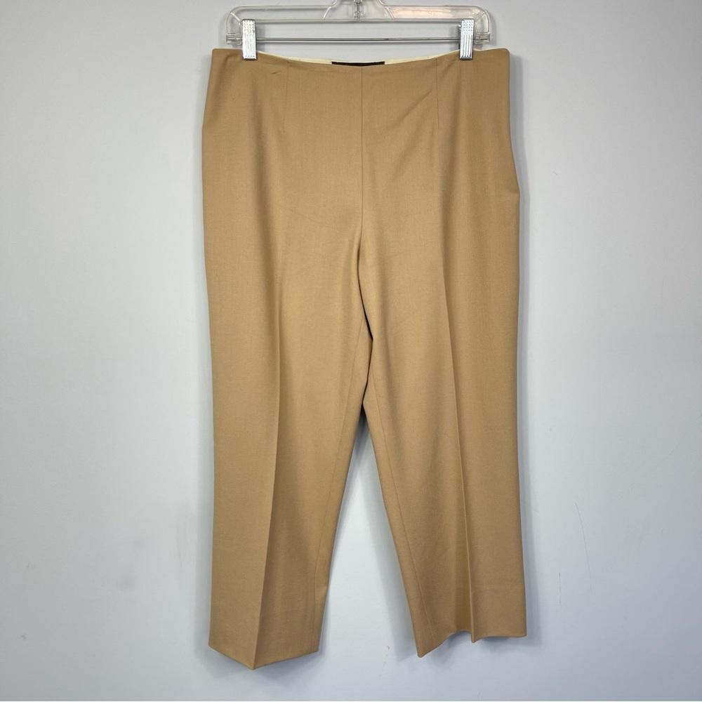 RALPH LAUREN Black Label High Rise Crop Beige Camel Wool Dress Pants Trousers 12 - Picture 5 of 15
